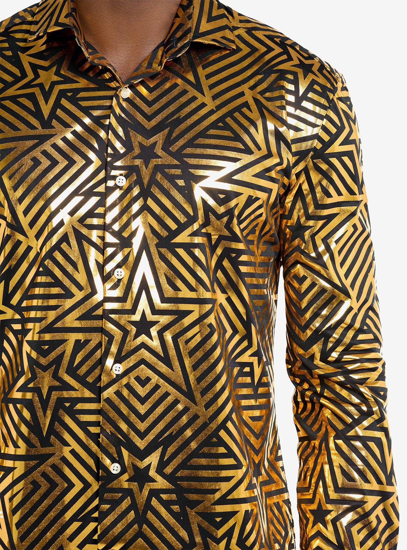 Golden Geo Star Long Sleeve Shirt, BLACK, alternate