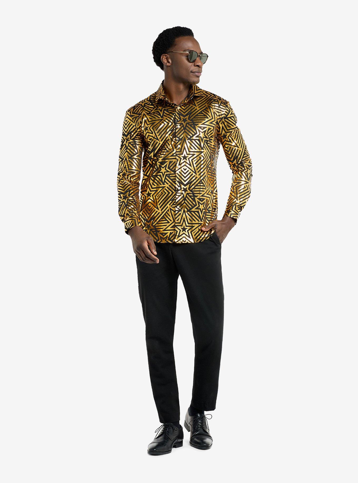 Golden Geo Star Long Sleeve Shirt, BLACK, alternate