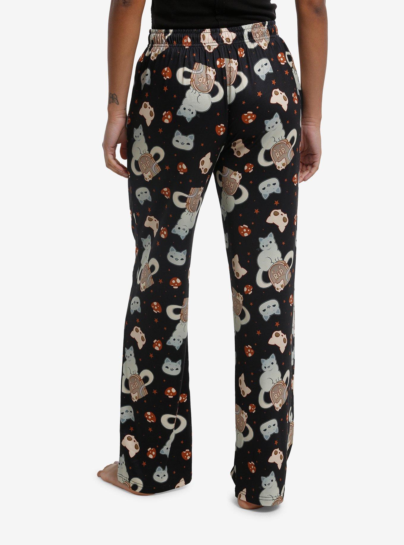 Rihnlin Ghost Cat Pajama Pants, , hi-res