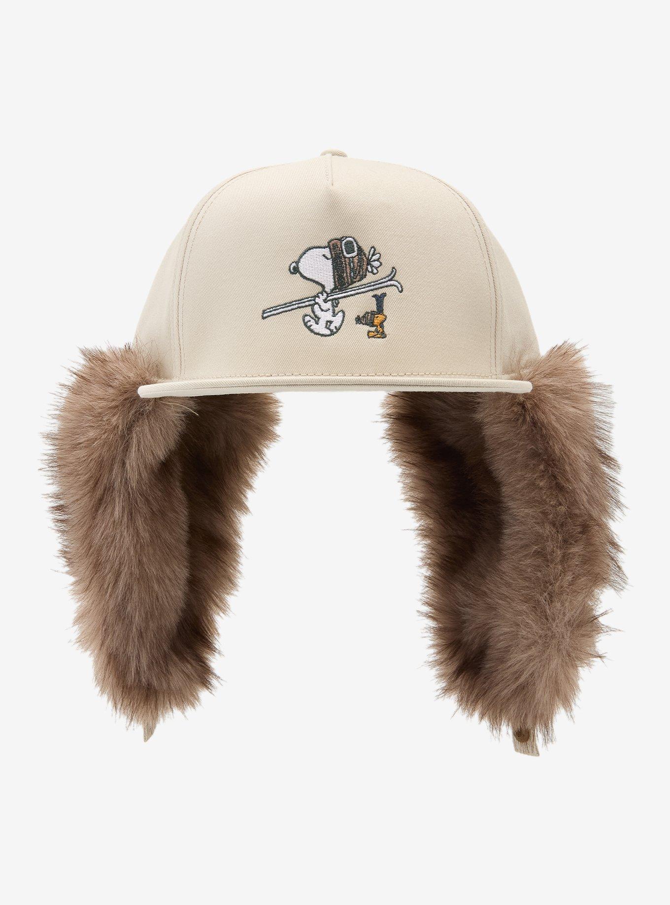 Peanuts Snoopy & Woodstock Skiing Trapper Snapback Hat, , alternate