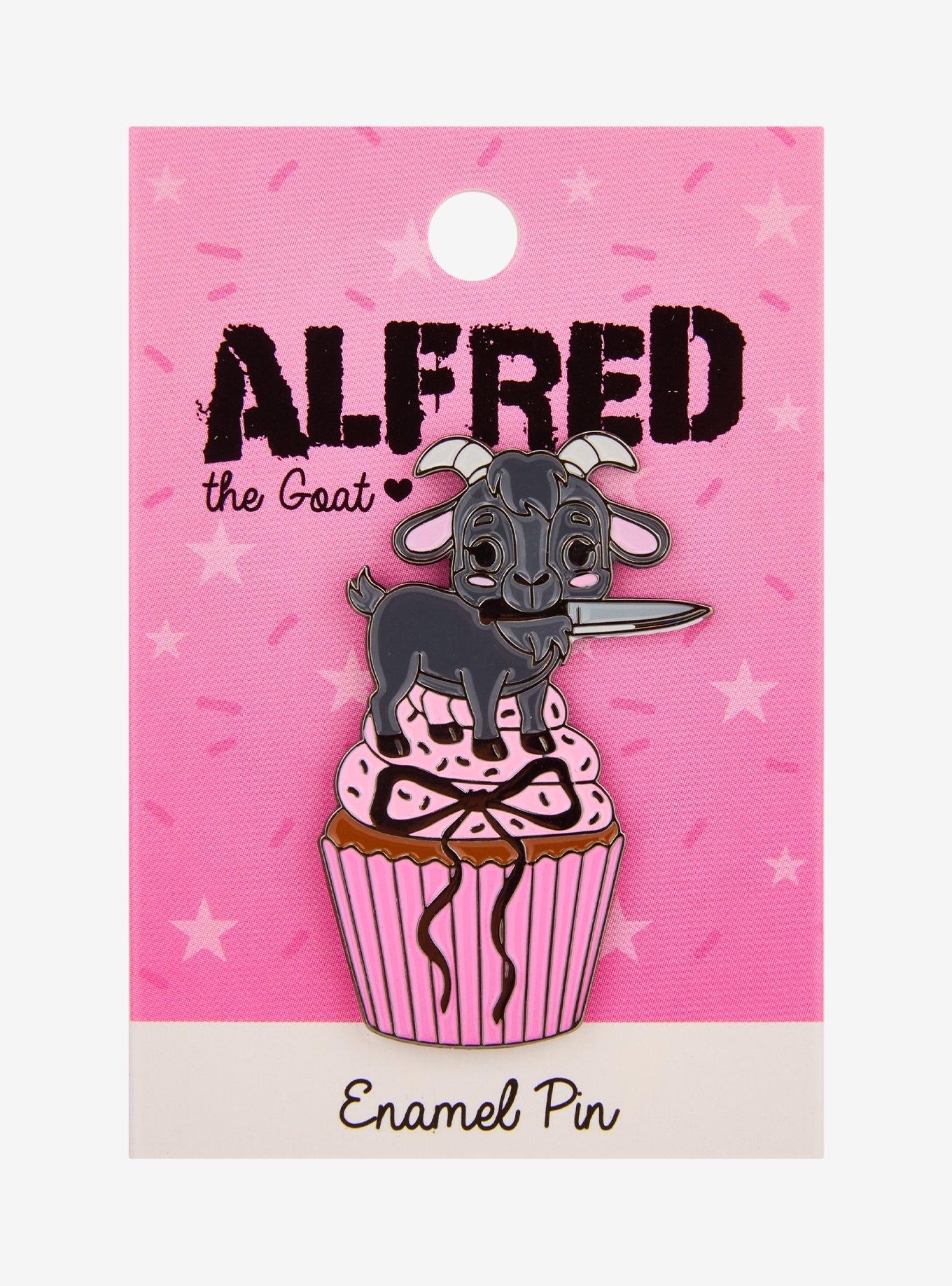 Alfred The Goat Pink Cupcake Enamel Pin Hot Topic Exclusive, , hi-res
