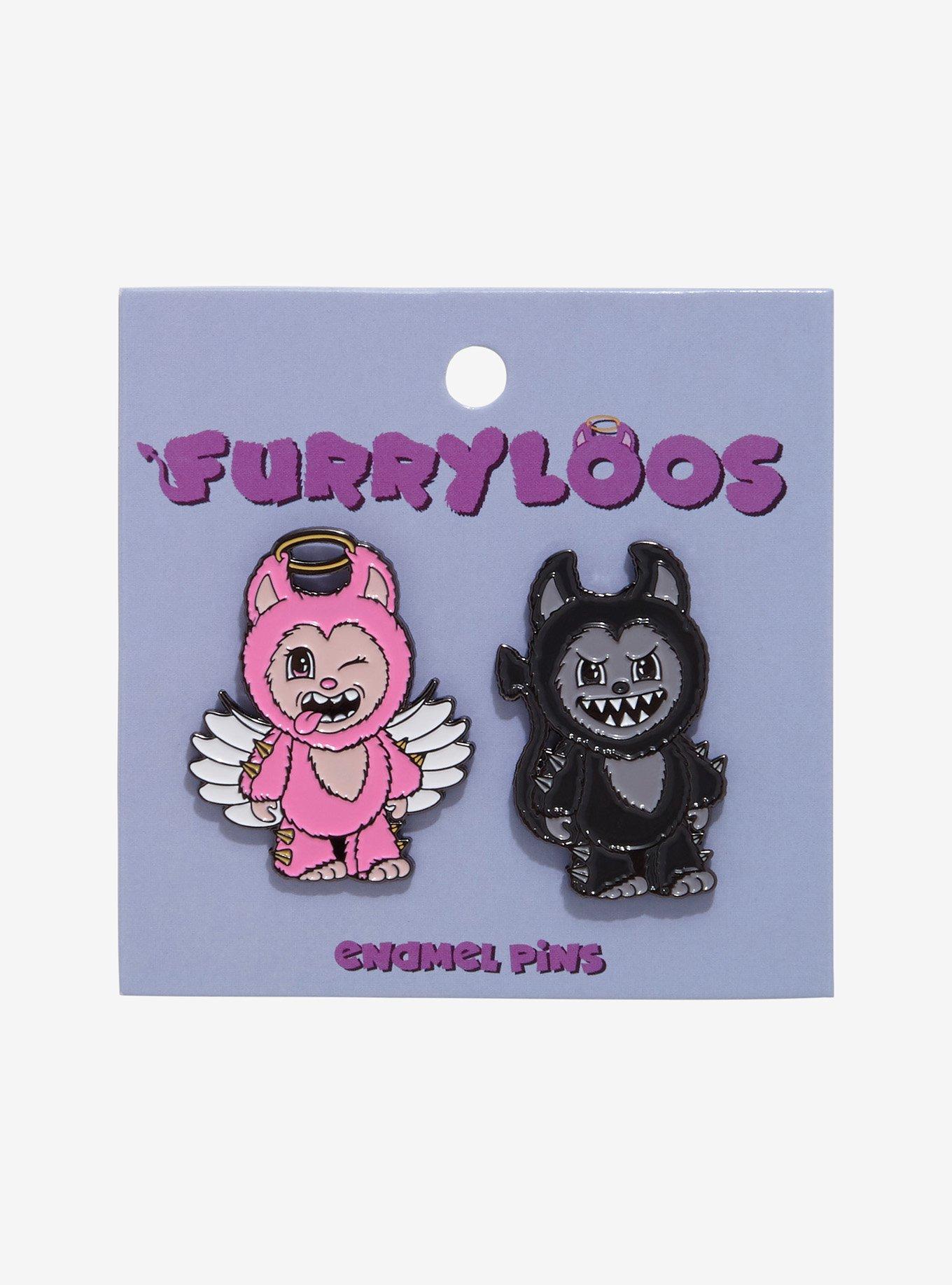 Furryloos Pink & Black Enamel Pin Set, , hi-res