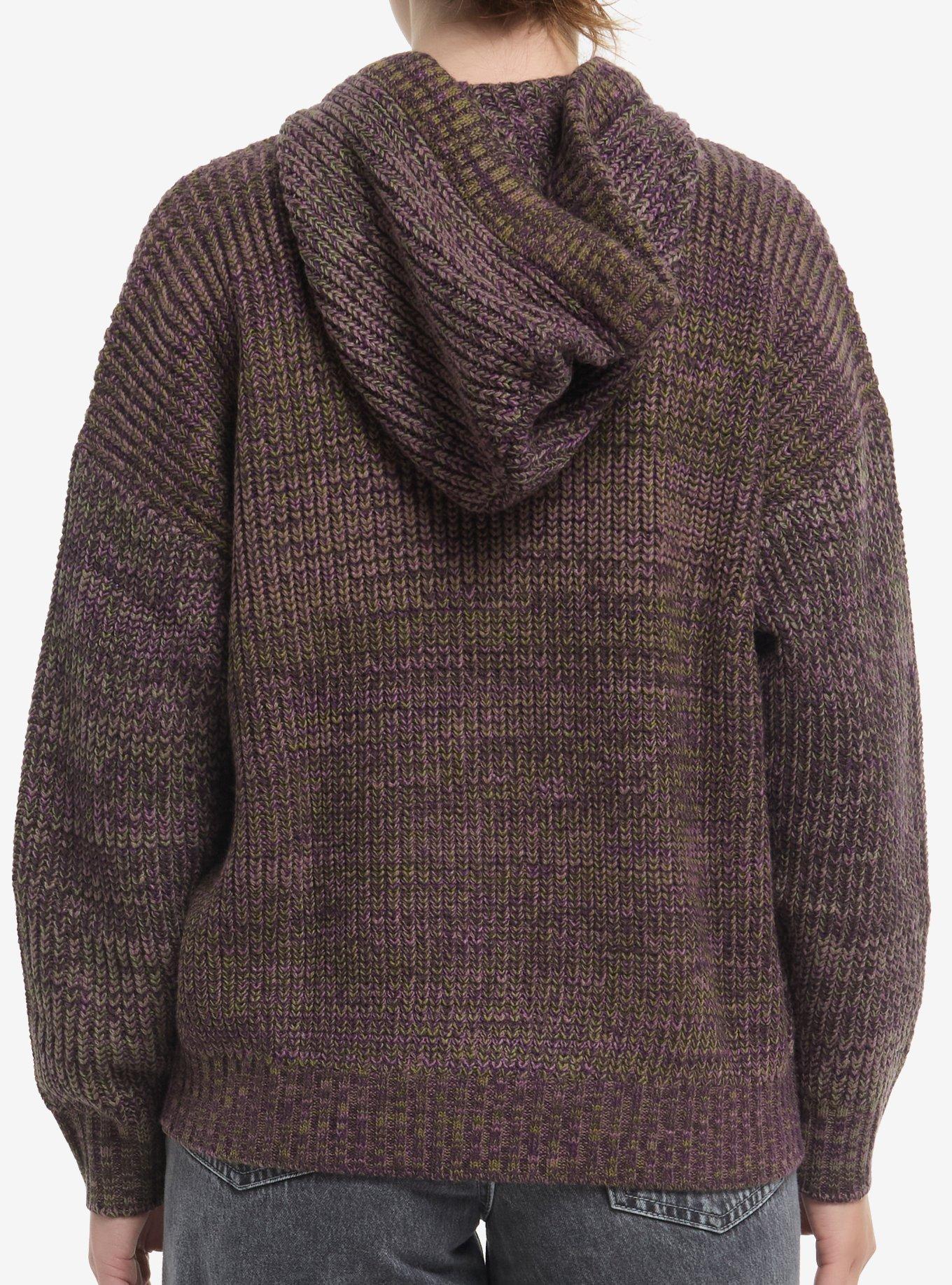 Social Collision Purple & Green Knit Girls Hoodie, MULTI, alternate
