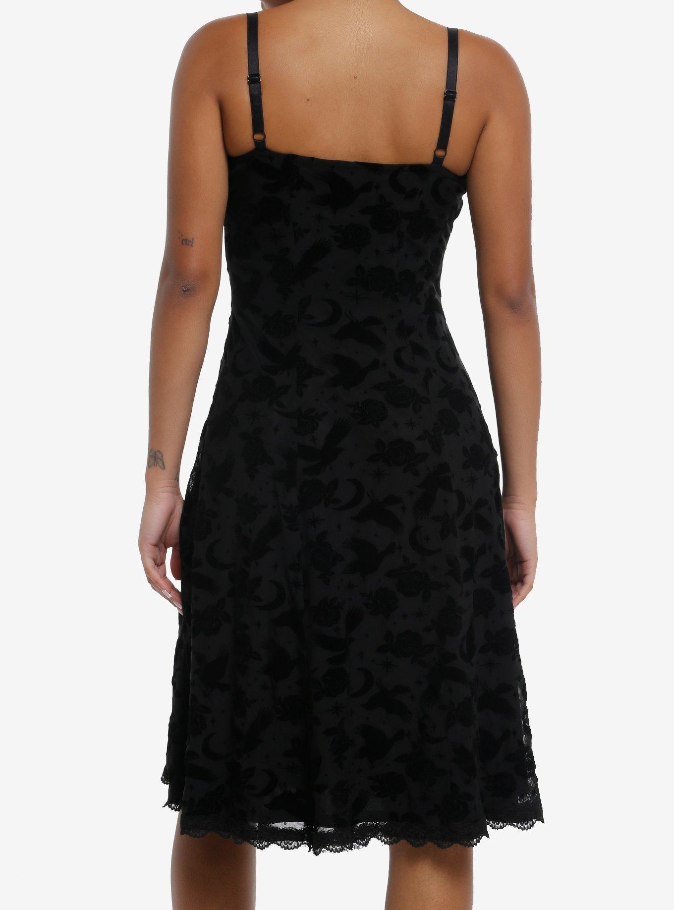 Cosmic Aura Dark Celestial Flocked Cami Dress, BLACK, alternate