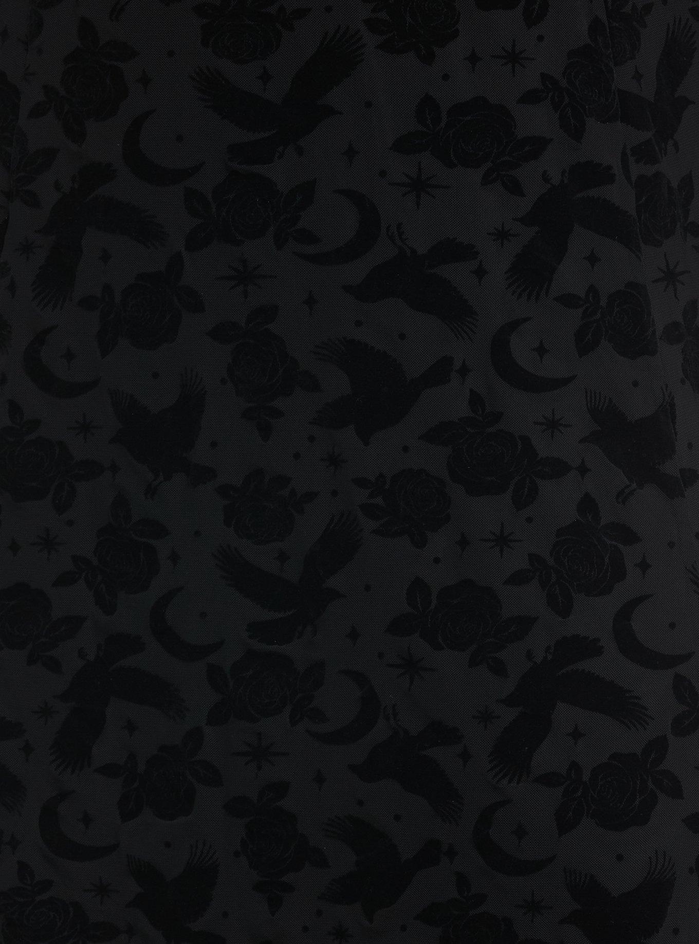 Cosmic Aura Dark Celestial Flocked Cami Dress Plus Size, BLACK, alternate