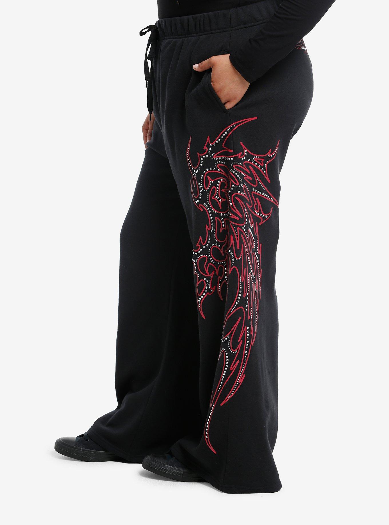 Tribal Rhinestone Girls Lounge Pants Plus Size, SILVER, alternate