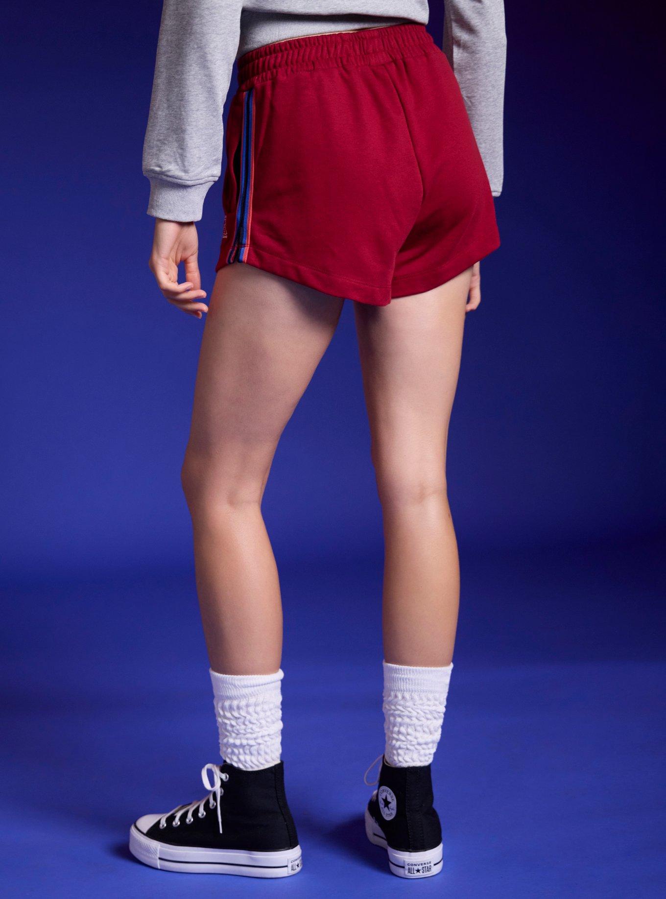Stranger Things Logo Stripe Girls Lounge Shorts, MAROON, alternate