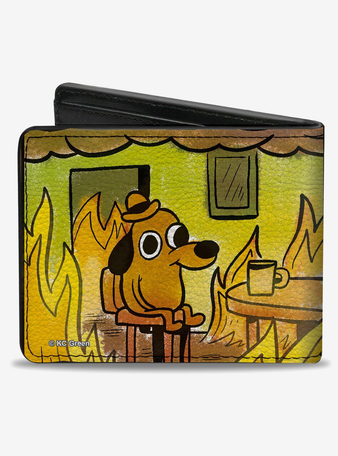 This Is Fine Question Hound Cafe Fire Comic Strip Bifold Wallet, , hi-res