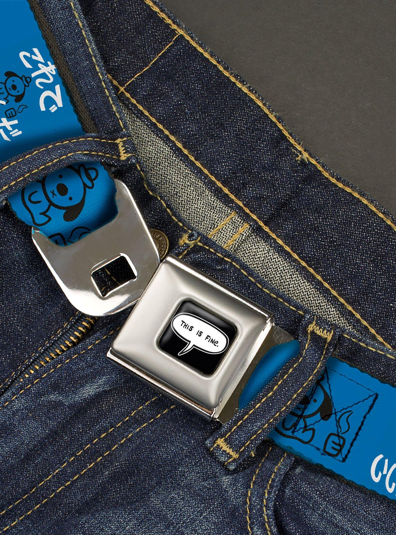 This Is Fine Japanese Question Hound Flame Seatbelt Buckle Belt, , hi-res