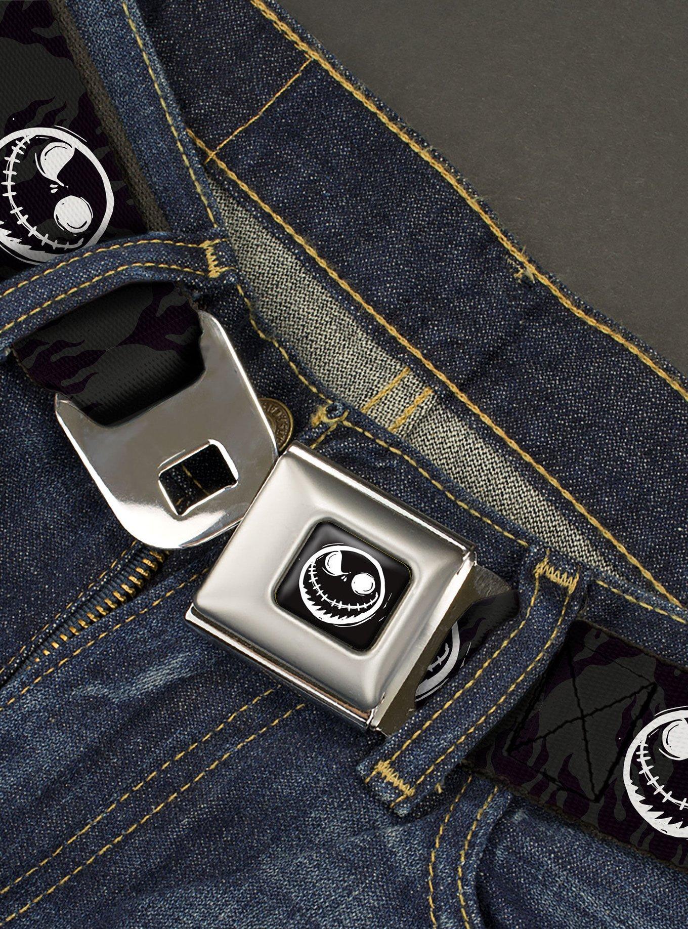 Disney Nightmare Before Christmas Jack Smiling Black White Seatbelt Buckle Belt, , hi-res