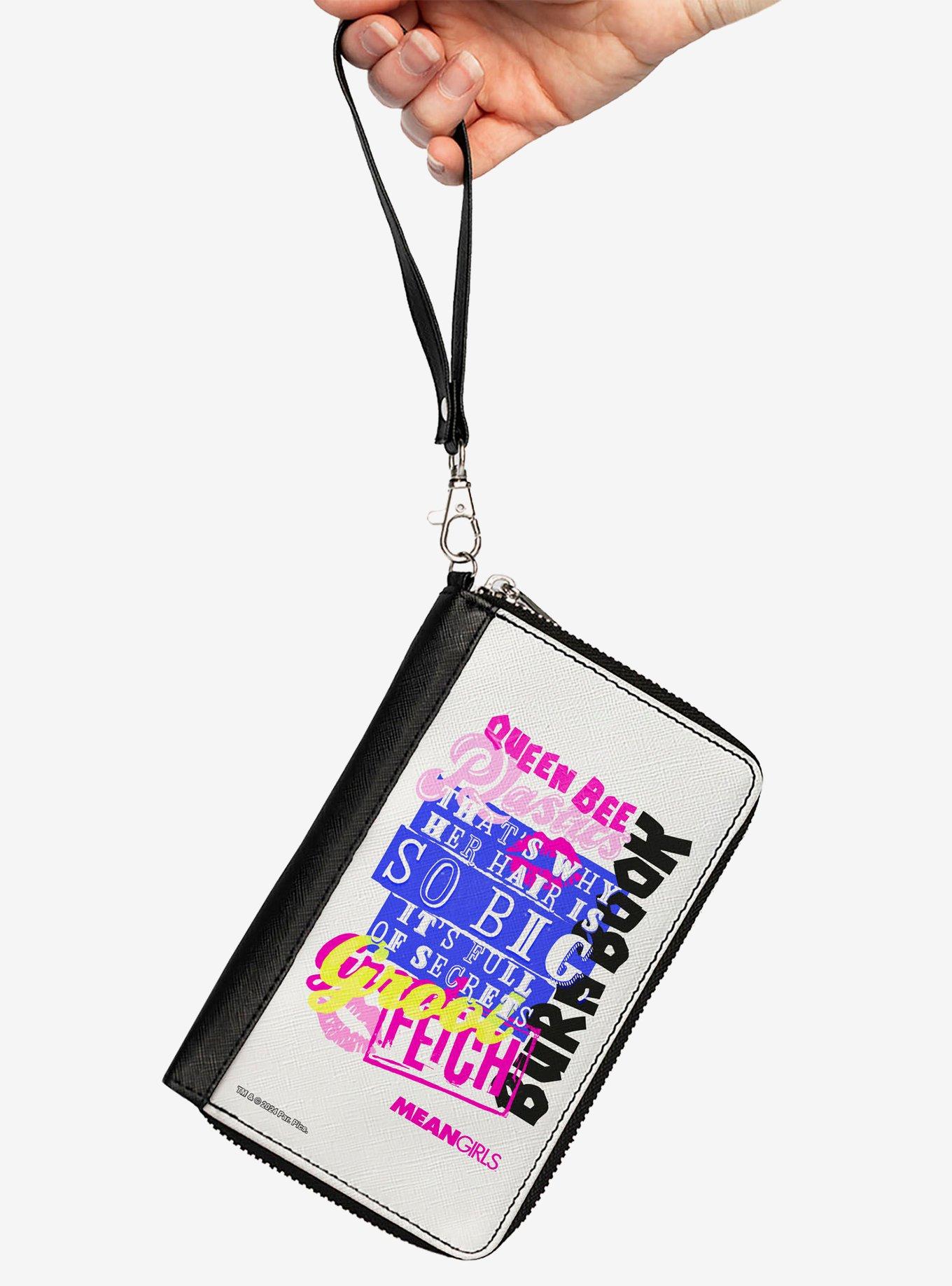 Mean Girls Catch Phrases Collage Multi Zip Around Wallet, , hi-res