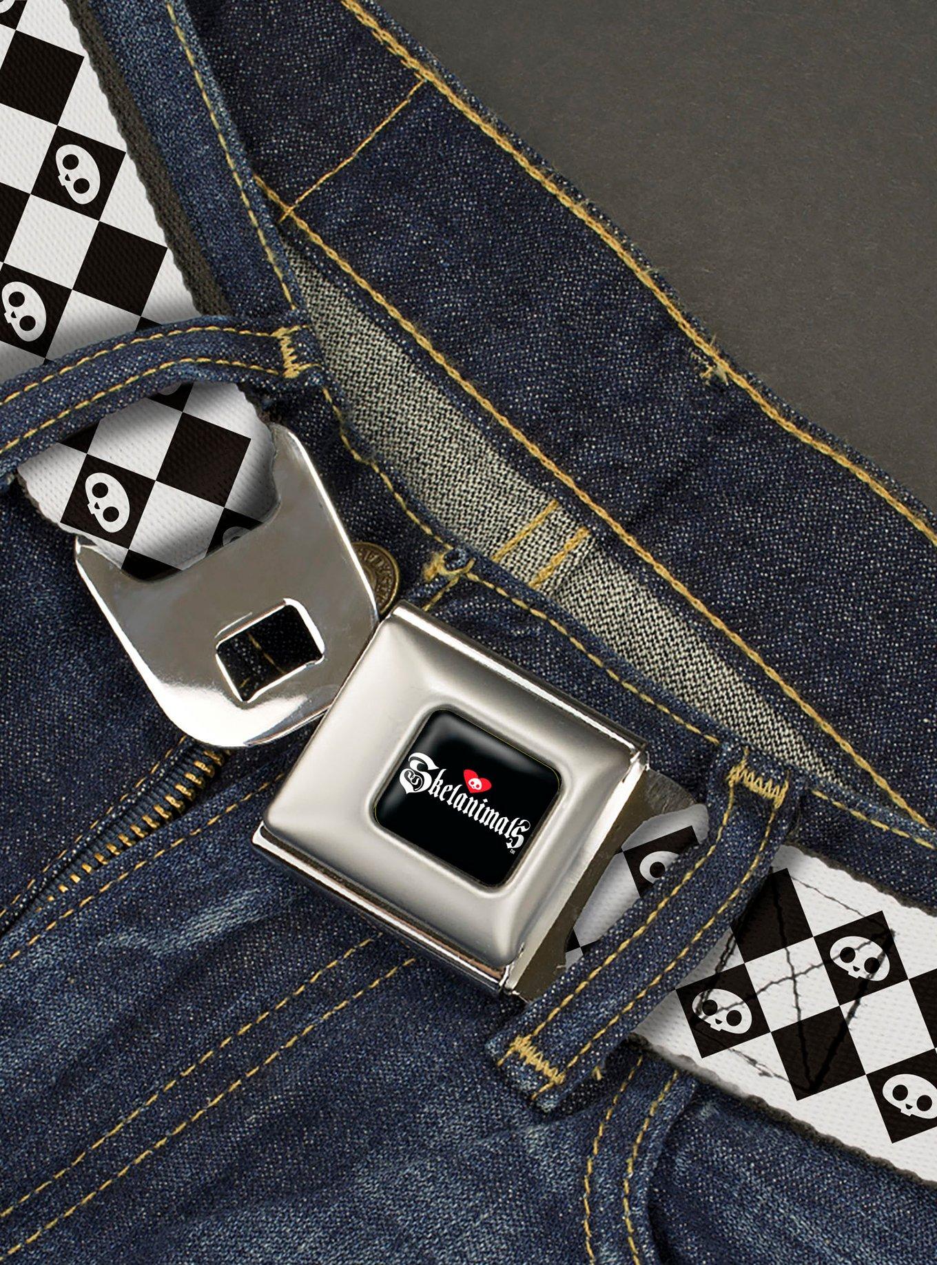 Skelanimals Face Logo Checker Seatbelt Buckle Belt, , hi-res