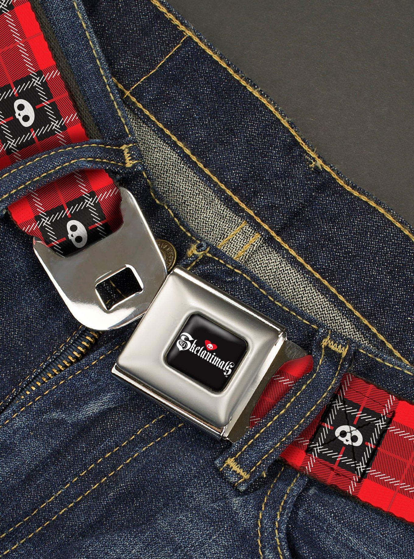 Skelanimals Face Logo Plaid Seatbelt Buckle Belt, , hi-res