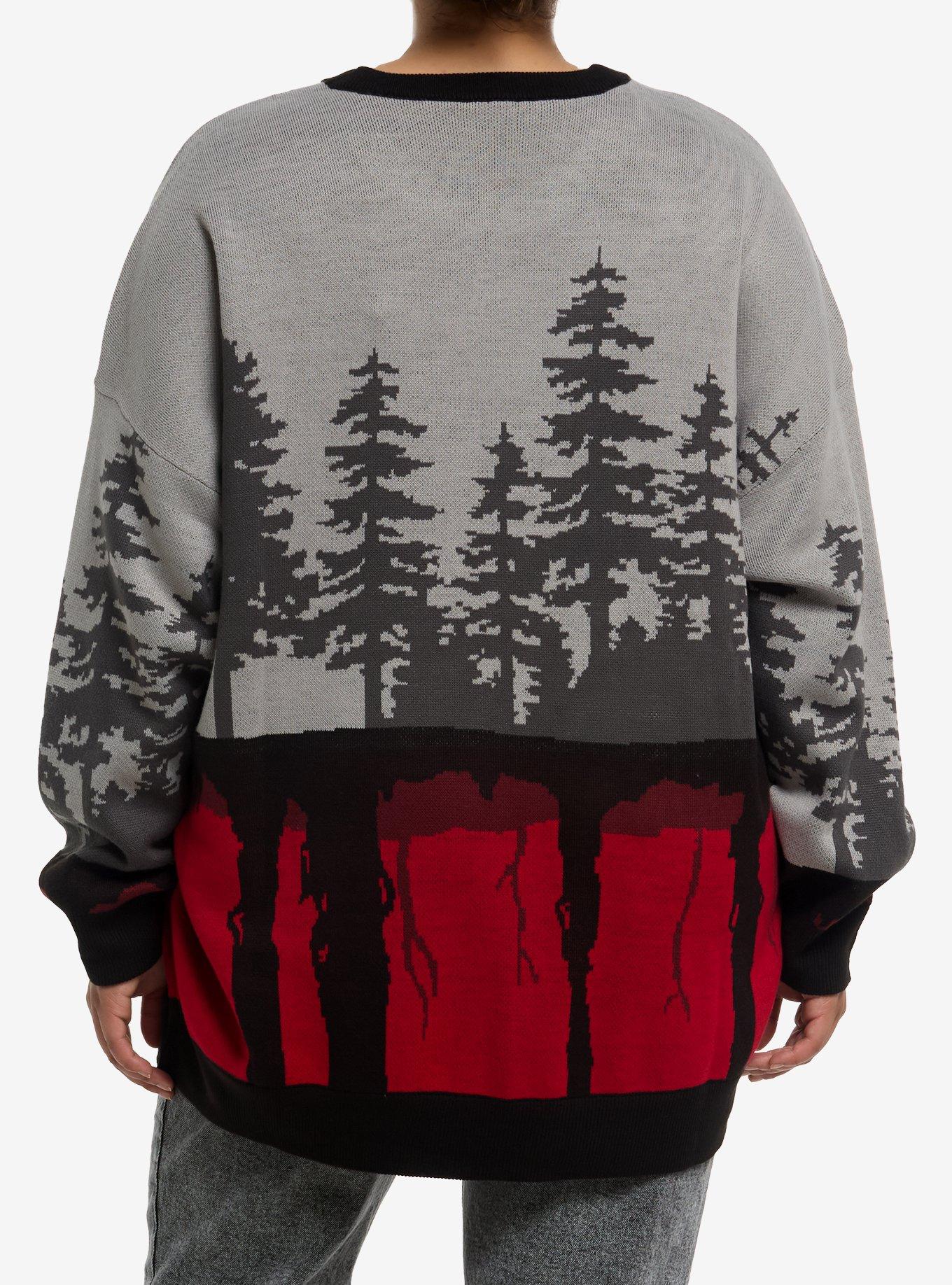 Stranger Things Hawkins & Upside Down Intarsia Sweater Plus Size, MULTI, alternate