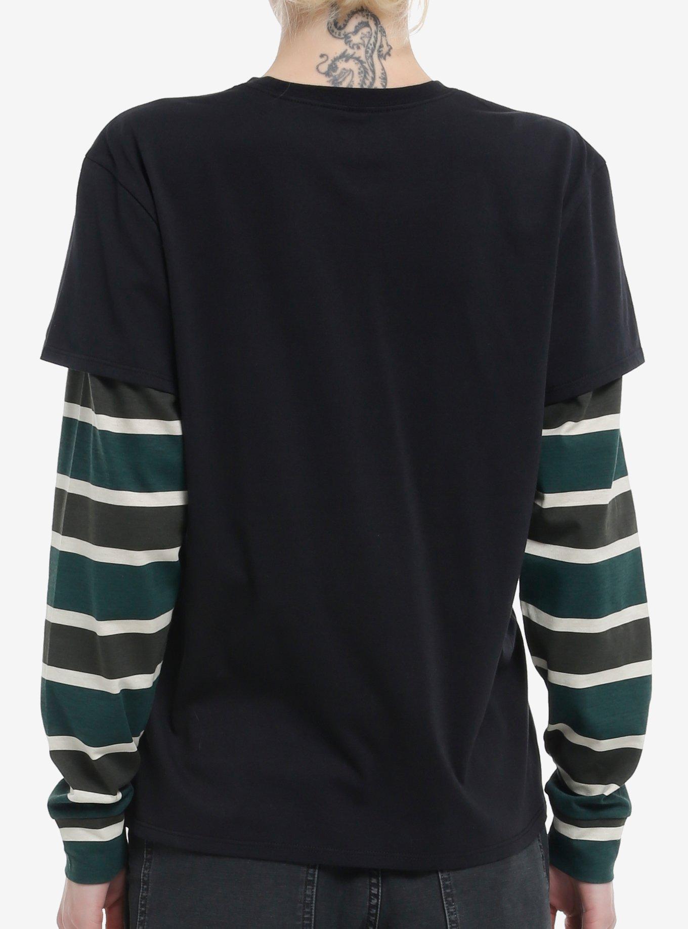 Death Note Ryuk Stripe Girls Twofer Long-Sleeve T-Shirt, MULTI, alternate