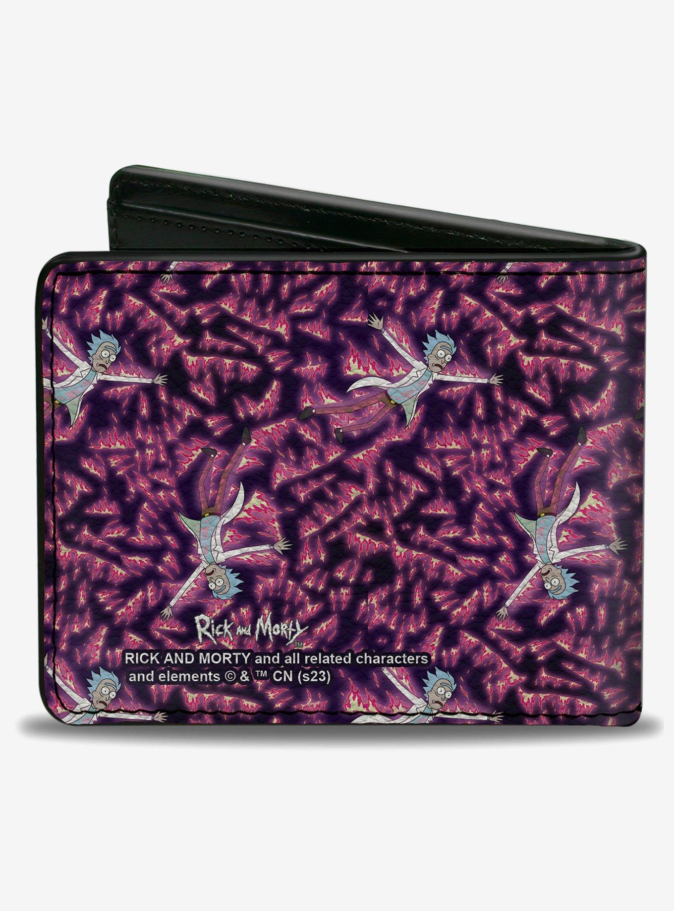 Rick and Morty Flaming Rick Scattered Poses Flames Bifold Wallet, , hi-res