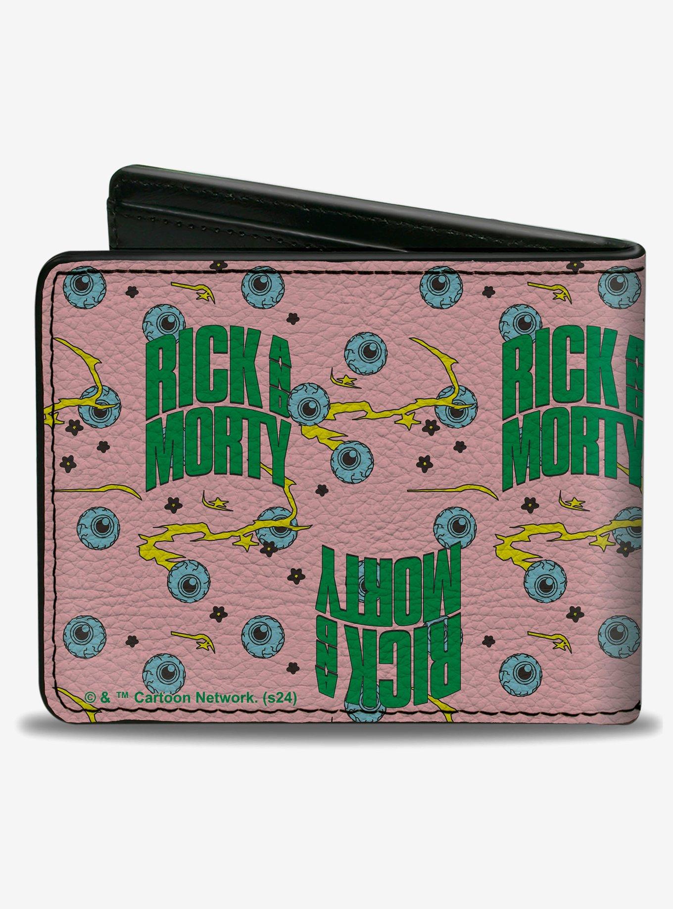 Rick and Morty Text and Eyeballs Bifold Wallet, , alternate