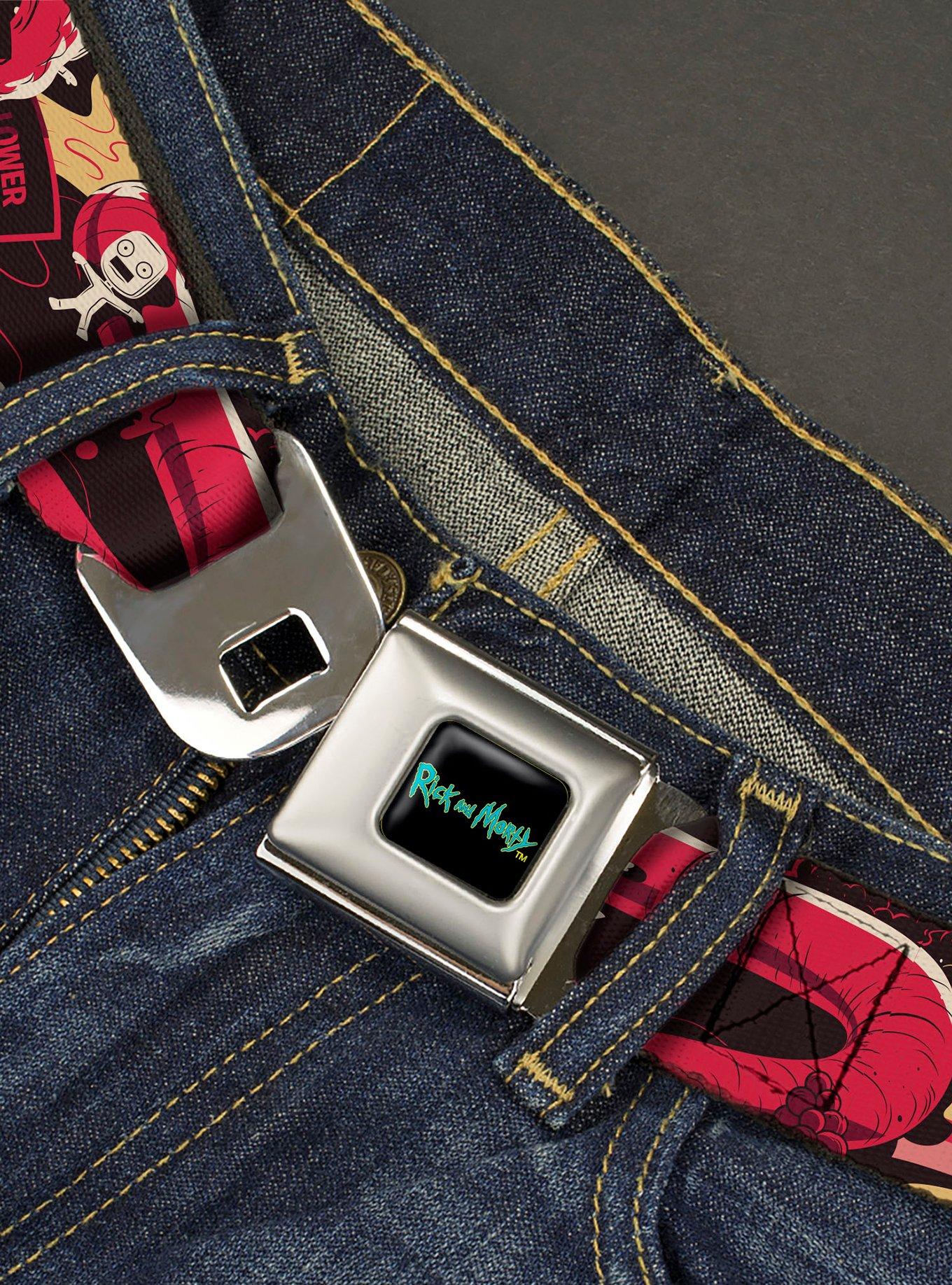 Rick and Morty Anatomy Park Collage Seatbelt Buckle Belt, , hi-res