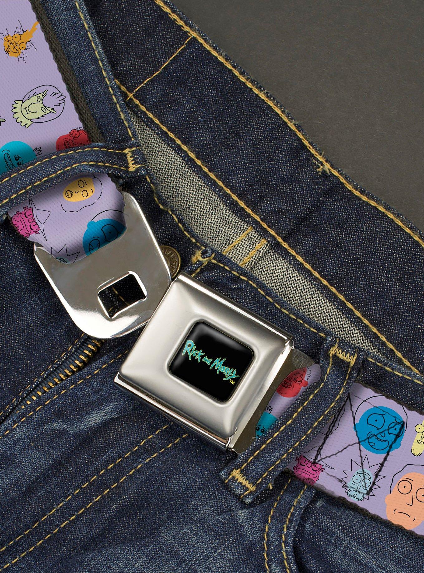 Rick and Morty Colorful Faces Seatbelt Buckle Belt