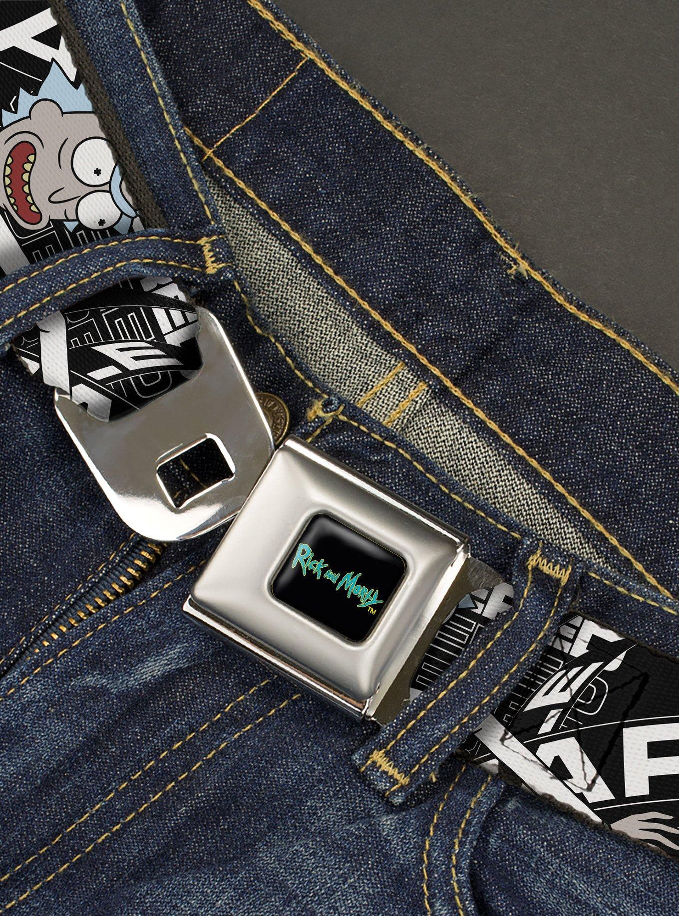 Rick and Morty Fear Hole Pose and Text Seatbelt Buckle Belt, , hi-res