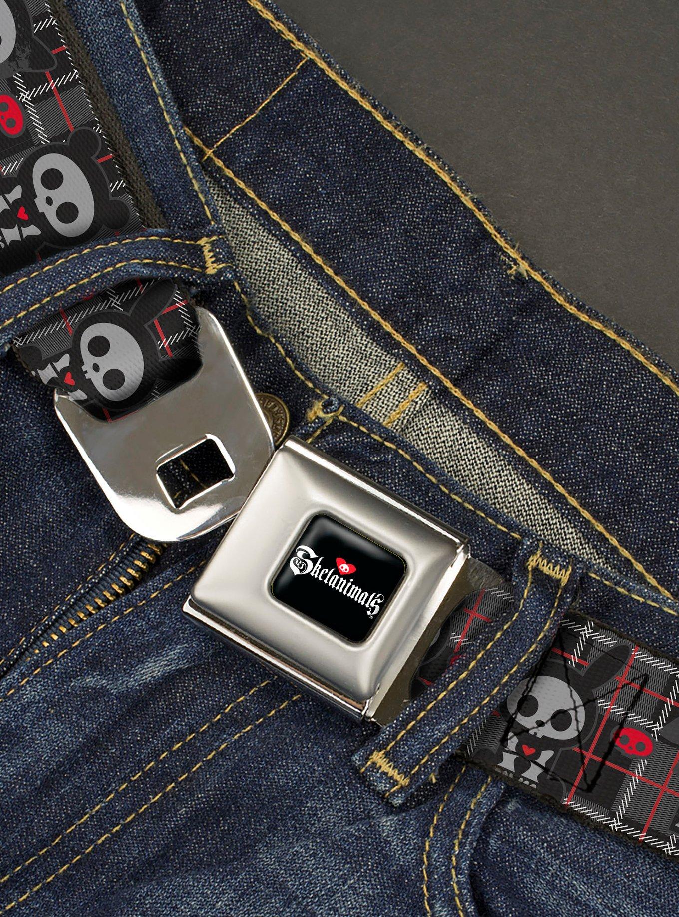 Skelanimals Five Animals and Face Logo Plaid Seatbelt Buckle Belt, , hi-res