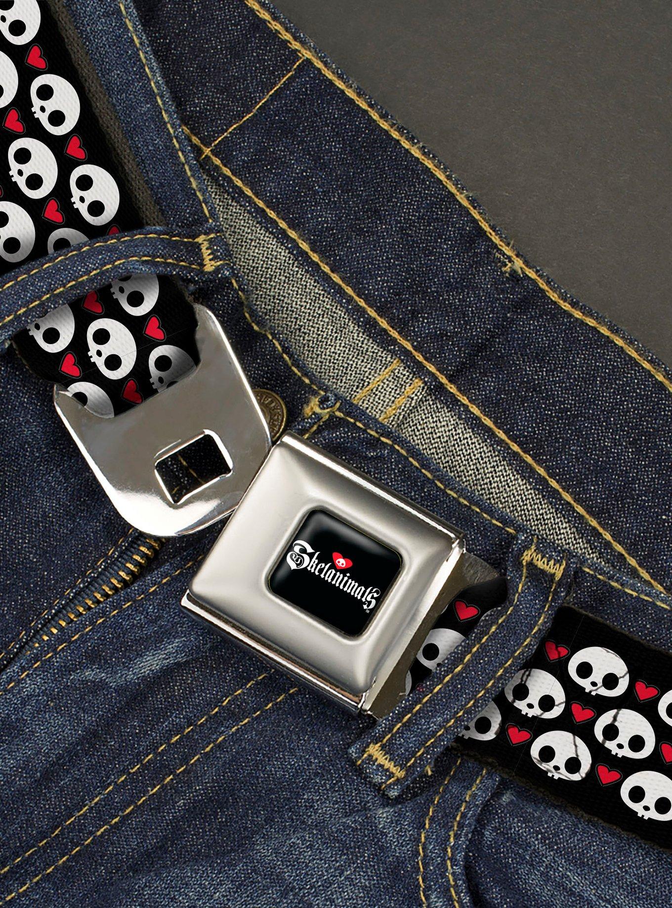 Skelanimals Face Logo and Heart Seatbelt Buckle Belt, , hi-res