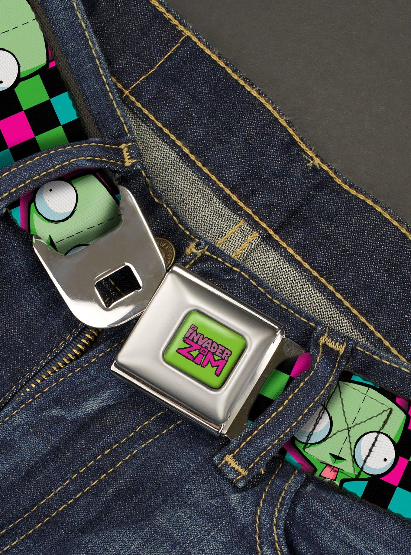 Invader Zim GIR Face Checker Multi Neon Seatbelt Buckle Belt, , hi-res