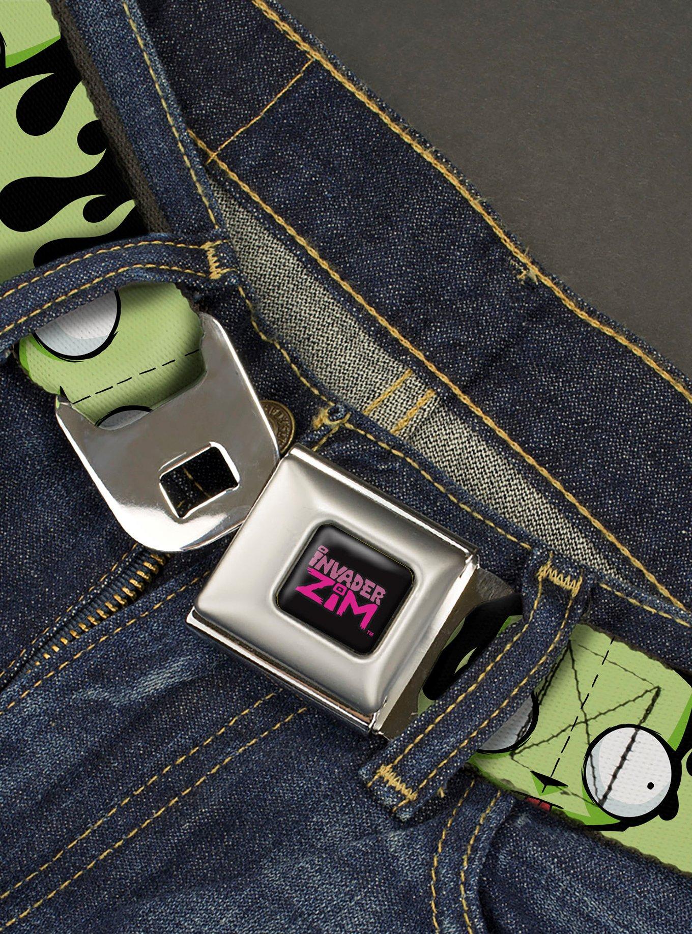Invader Zim GIR Face and Flames Seatbelt Buckle Belt, , hi-res
