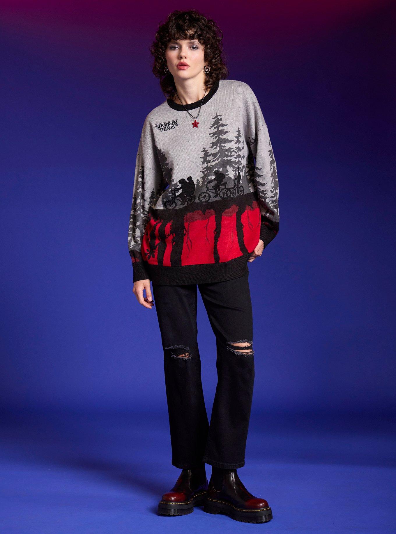 Stranger Things Hawkins & Upside Down Girls Intarsia Sweater, , hi-res