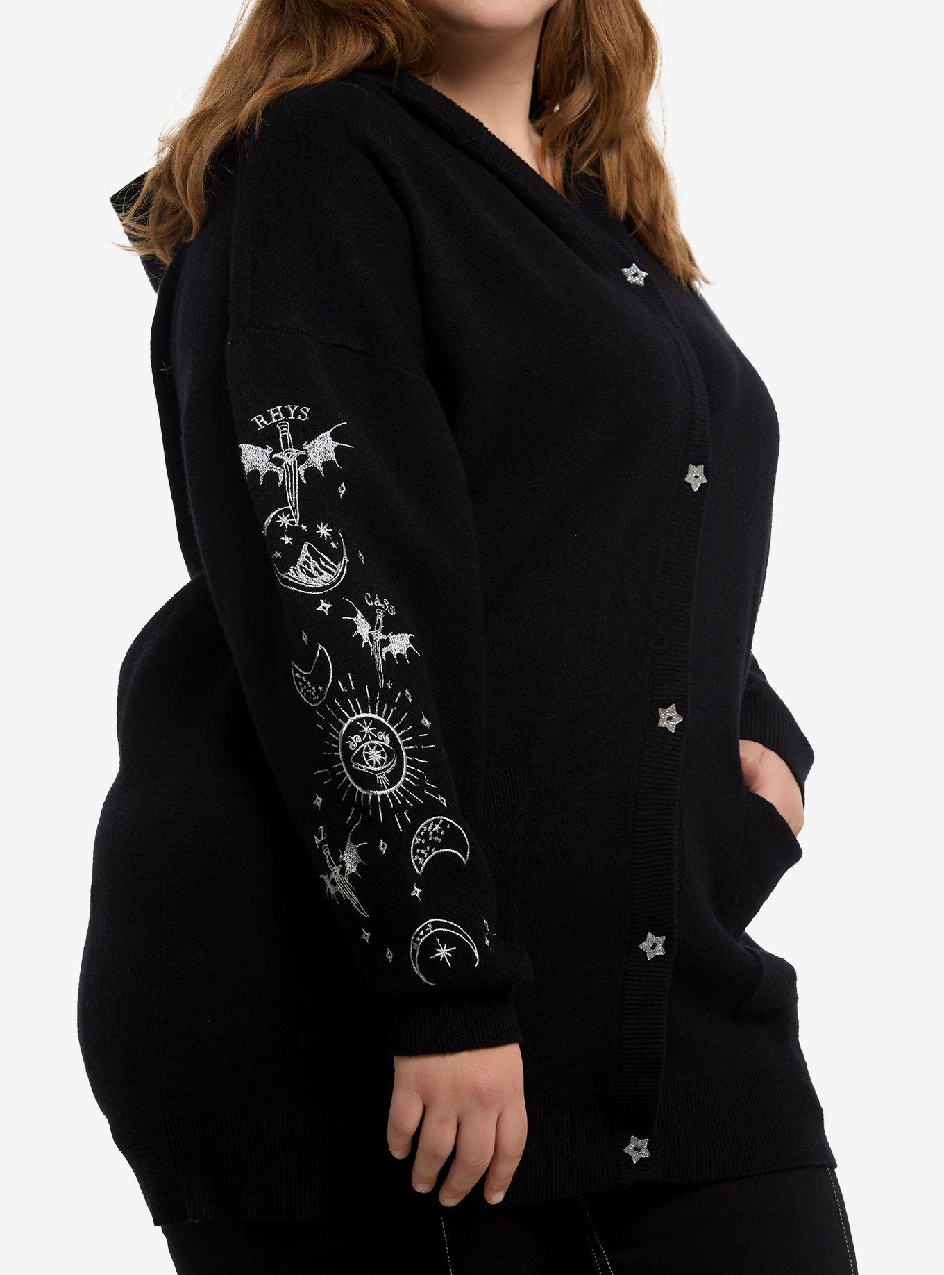 A Court Of Thorns And Roses Embroidered Icons Girls Oversized Cardigan Plus Size, MULTI, alternate