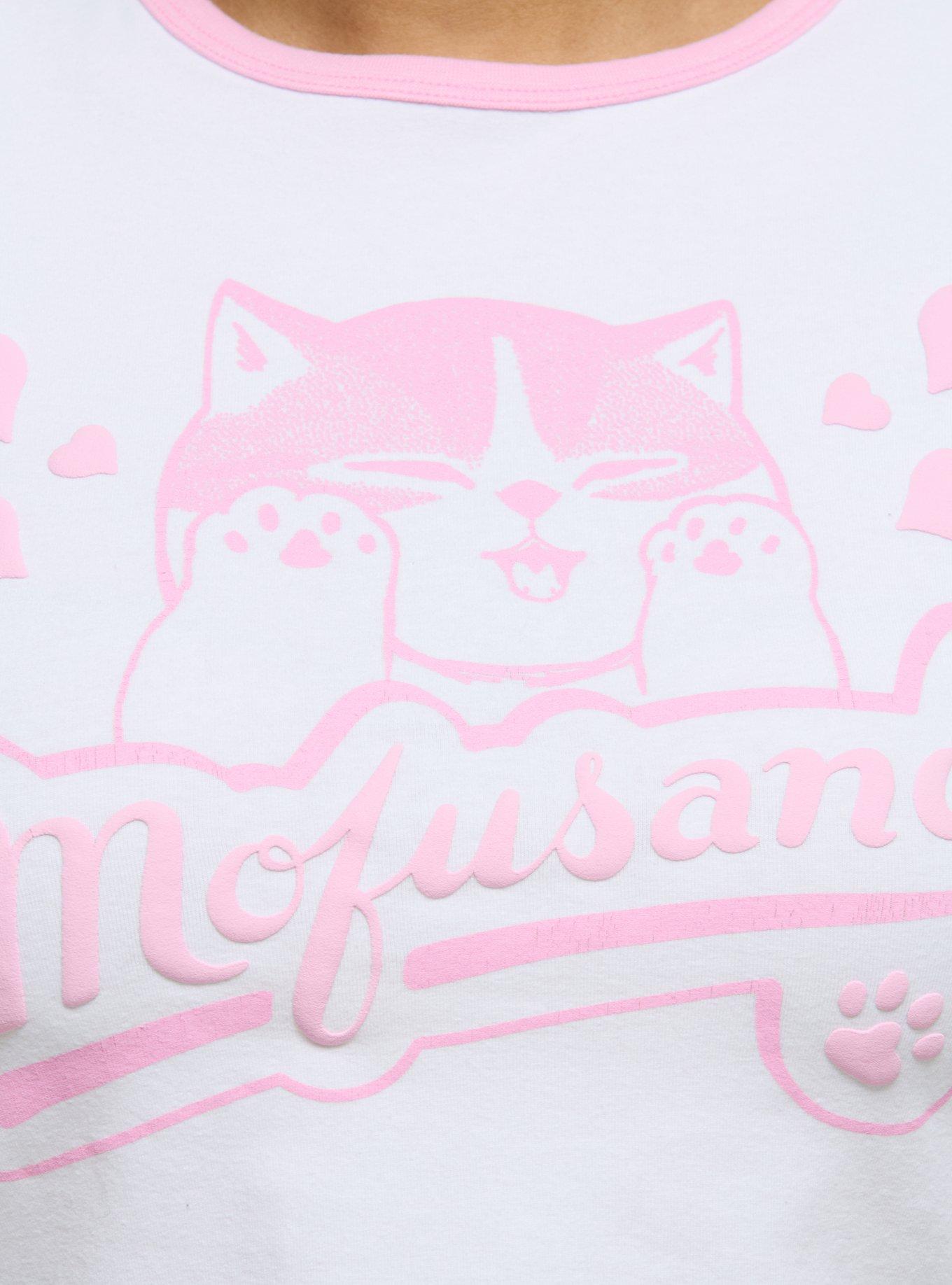 Mofusand Puff Print Girls Ringer Baby T-Shirt, PINK, alternate
