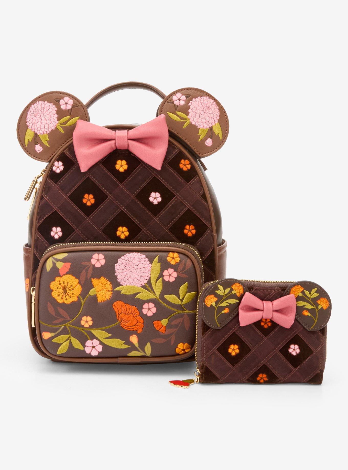 Disney Minnie Mouse Velvet Floral Interchangeable Ears Mini Backpack - BoxLunch Exclusive, , alternate