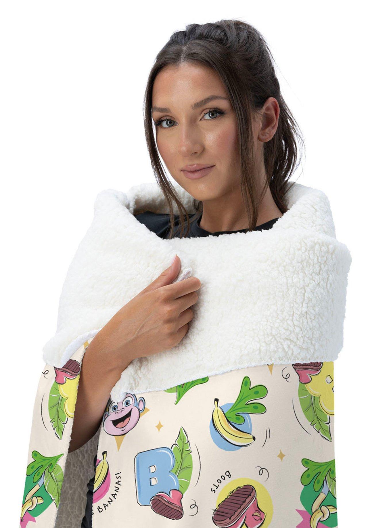 Dora The Explorer Boots Pattern Silk Touch Sherpa Throw Blanket, , alternate