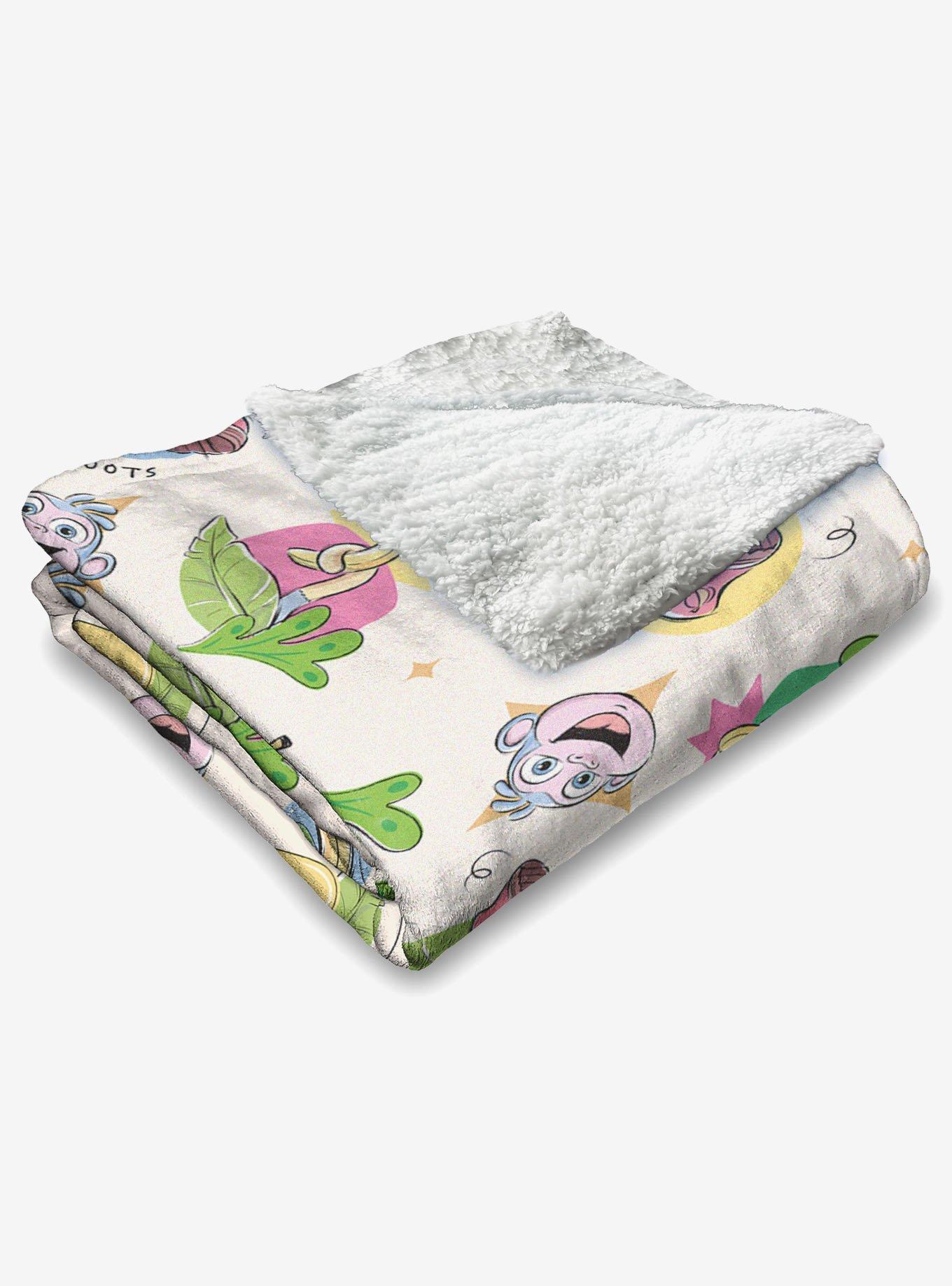 Dora The Explorer Boots Pattern Silk Touch Sherpa Throw Blanket, , alternate