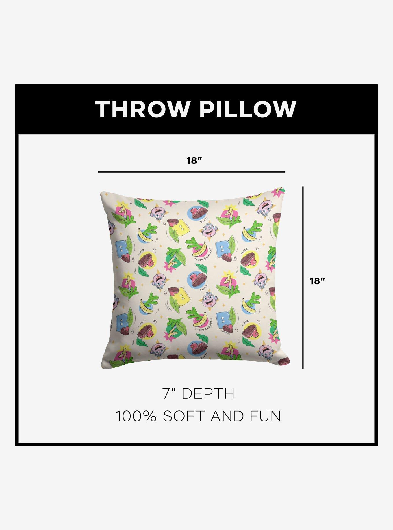 Dora The Explorer Boots Pattern Throw Pillow, , alternate