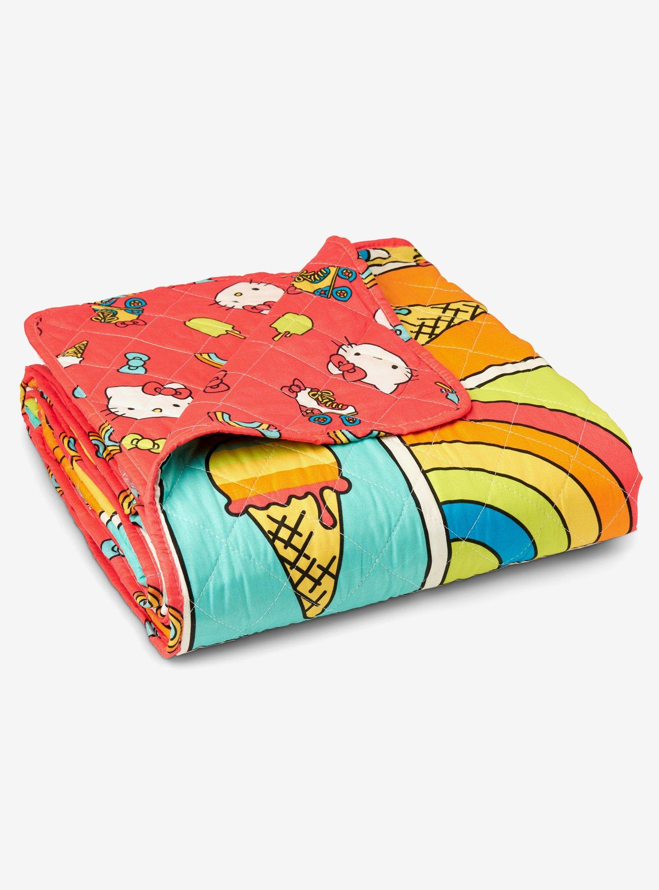 Hello Kitty Rainbow Red Twin Quilted Blanket, , alternate