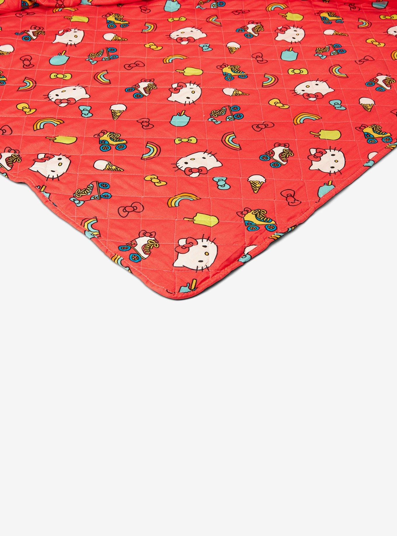 Hello Kitty Rainbow Red Twin Quilted Blanket, , alternate