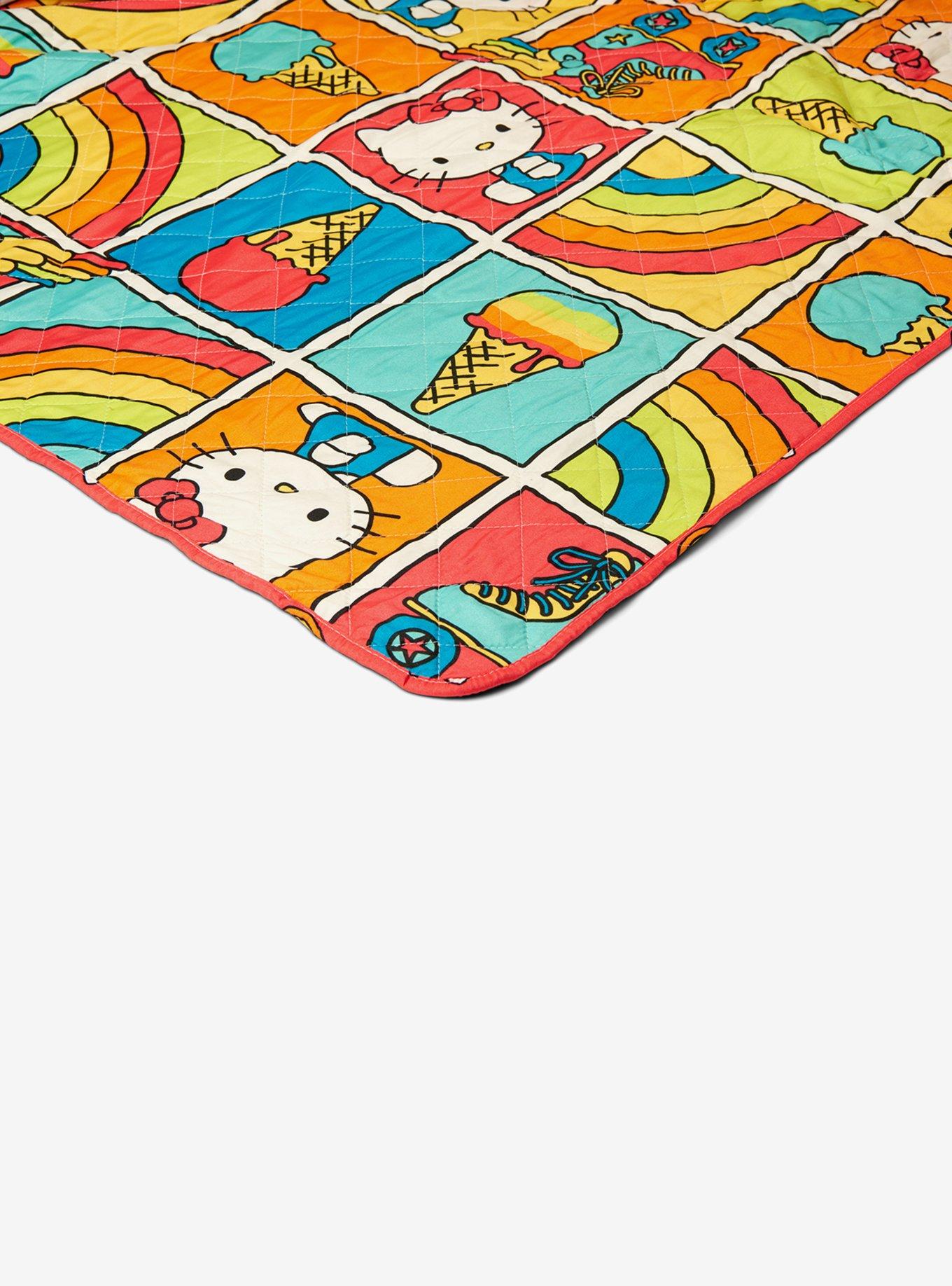 Hello Kitty Rainbow Red Twin Quilted Blanket, , alternate