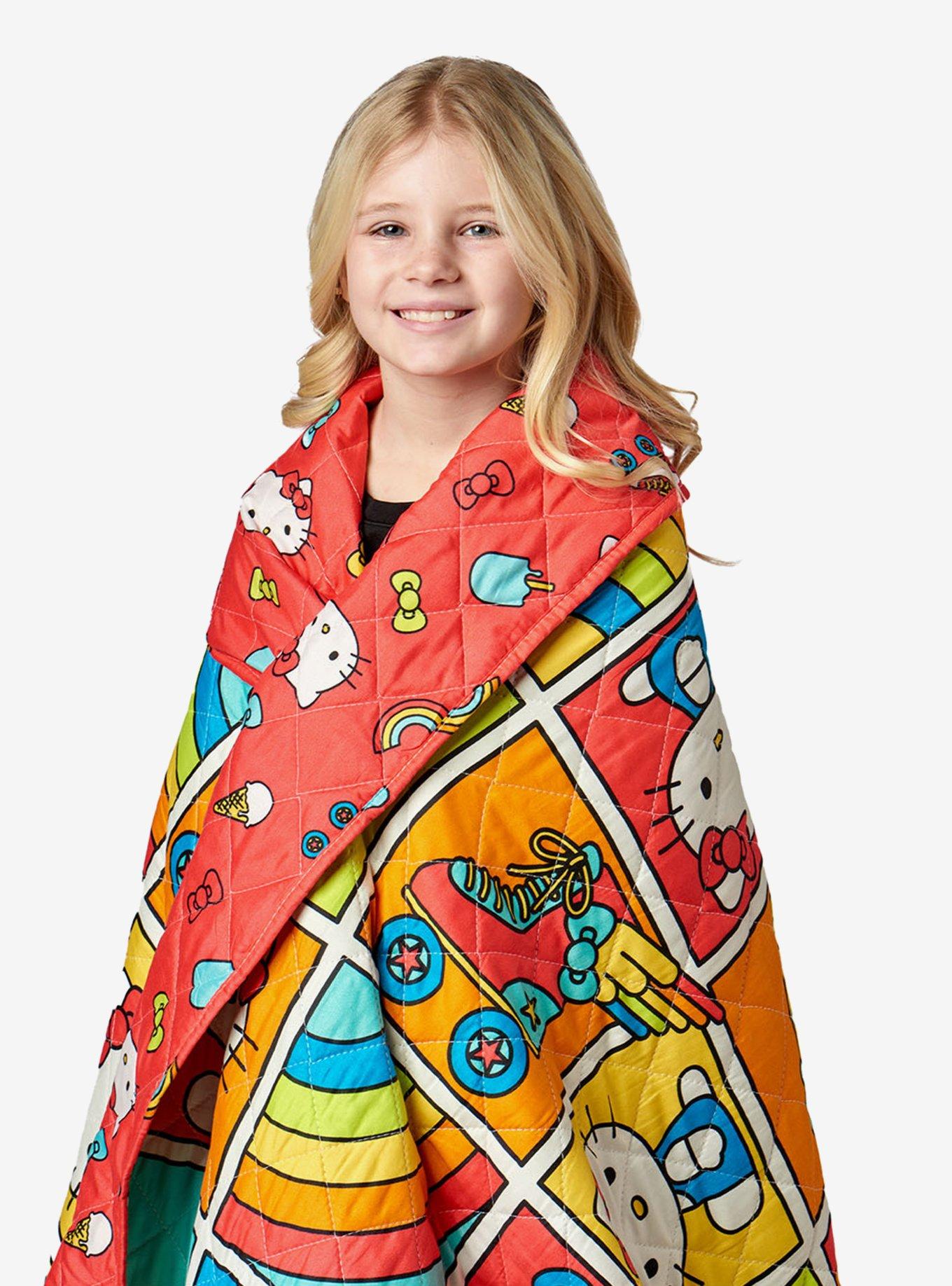 Hello Kitty Rainbow Red Twin Quilted Blanket, , alternate