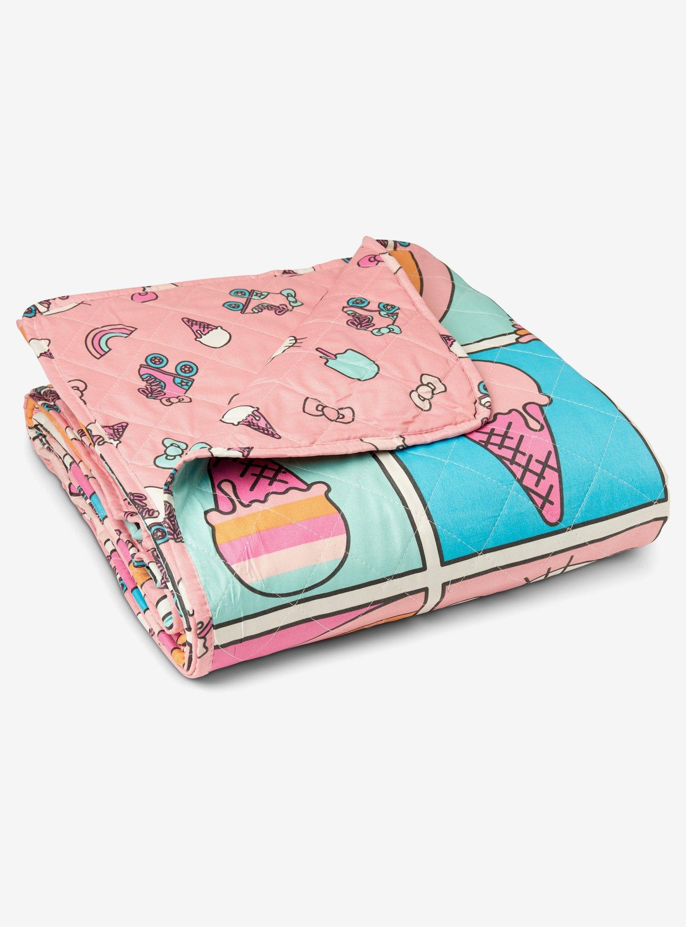 Hello Kitty Rainbow Pink Twin Quilted Blanket, , hi-res