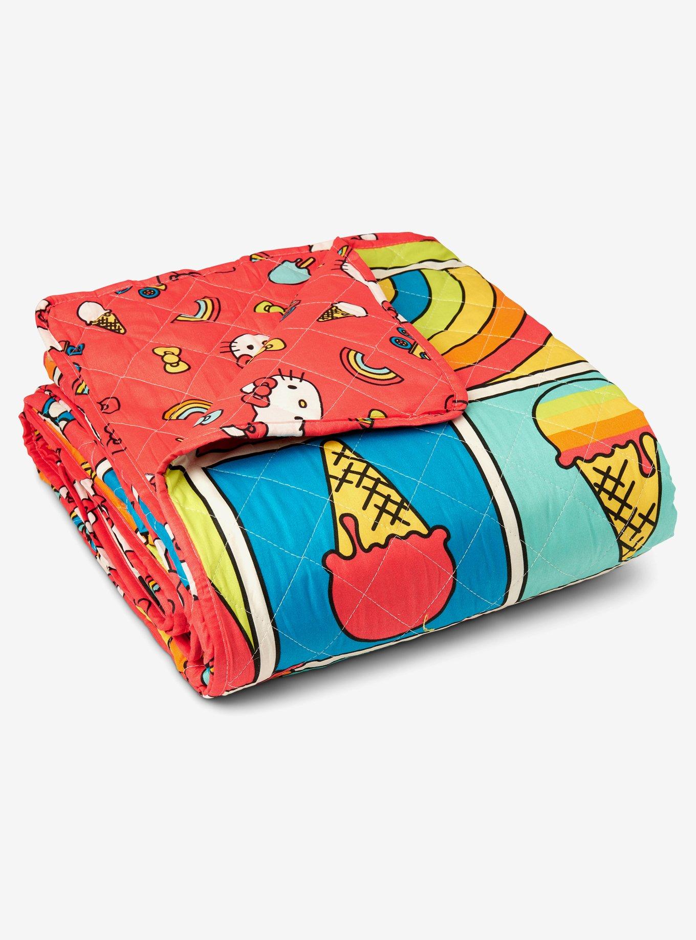 Hello Kitty Rainbow Red Full/Queen Quilted Blanket, , hi-res