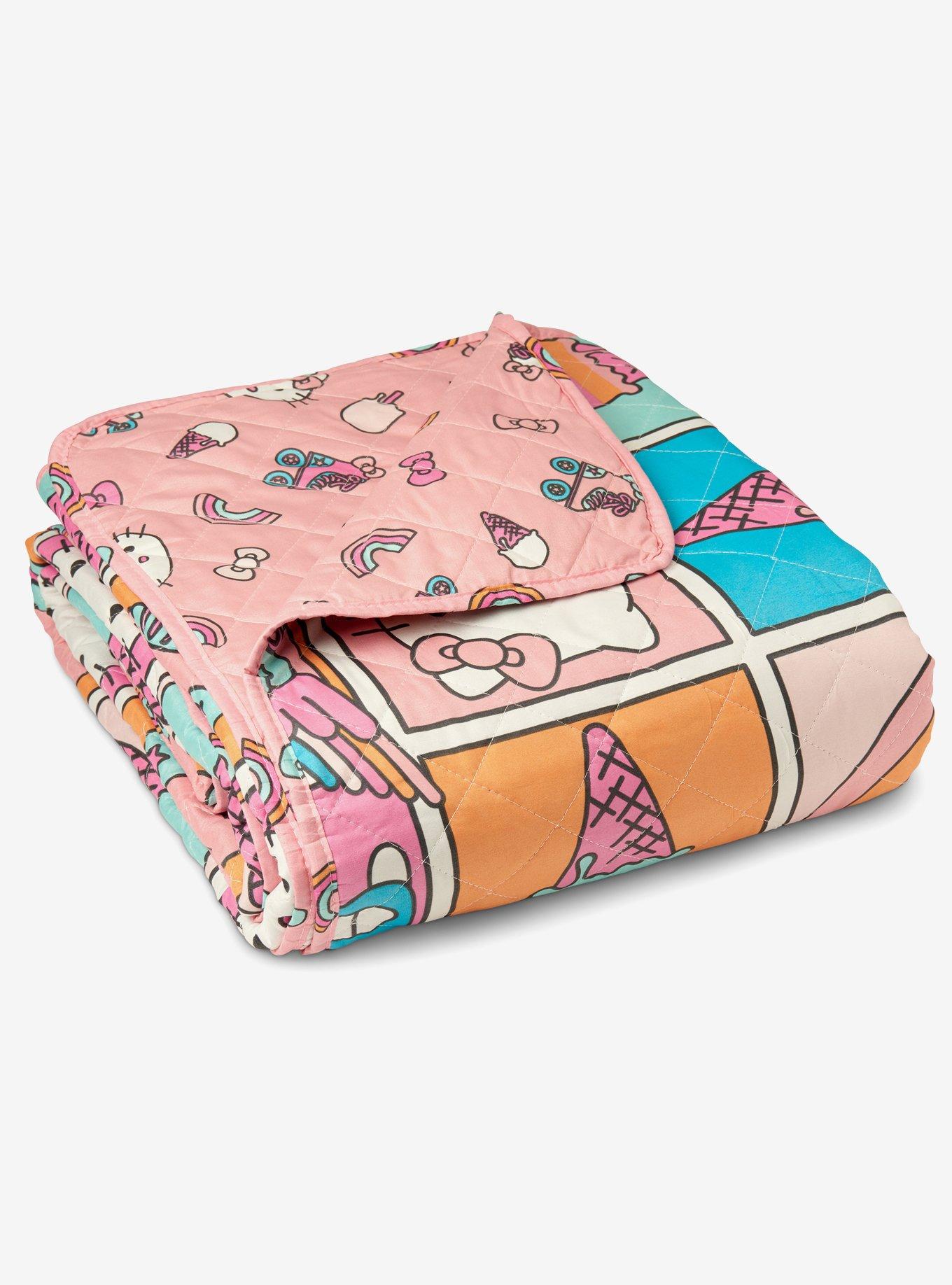 Hello Kitty Rainbow Pink Full/Queen Quilted Blanket, , hi-res