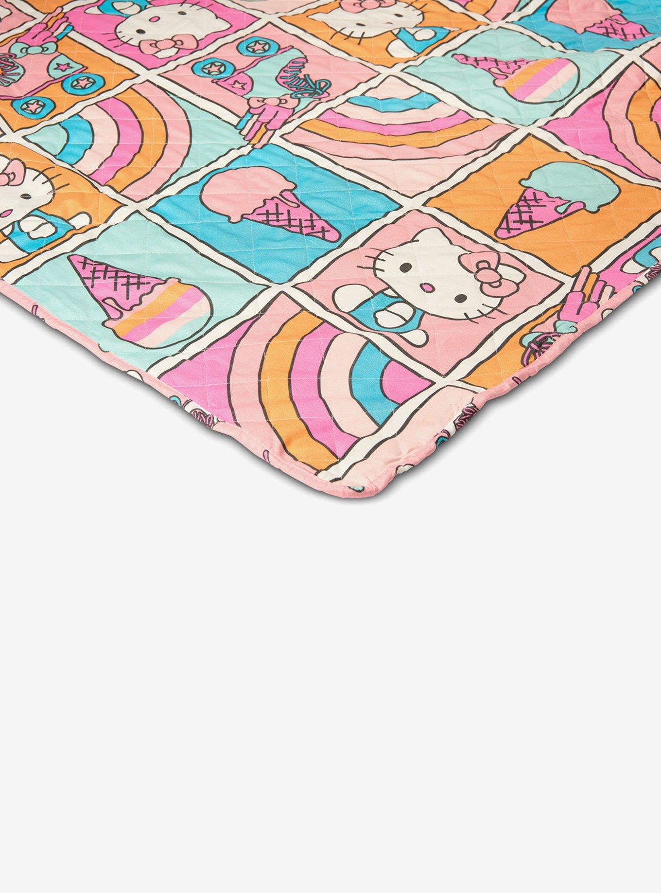 Hello Kitty Rainbow Pink Full/Queen Quilted Blanket, , alternate