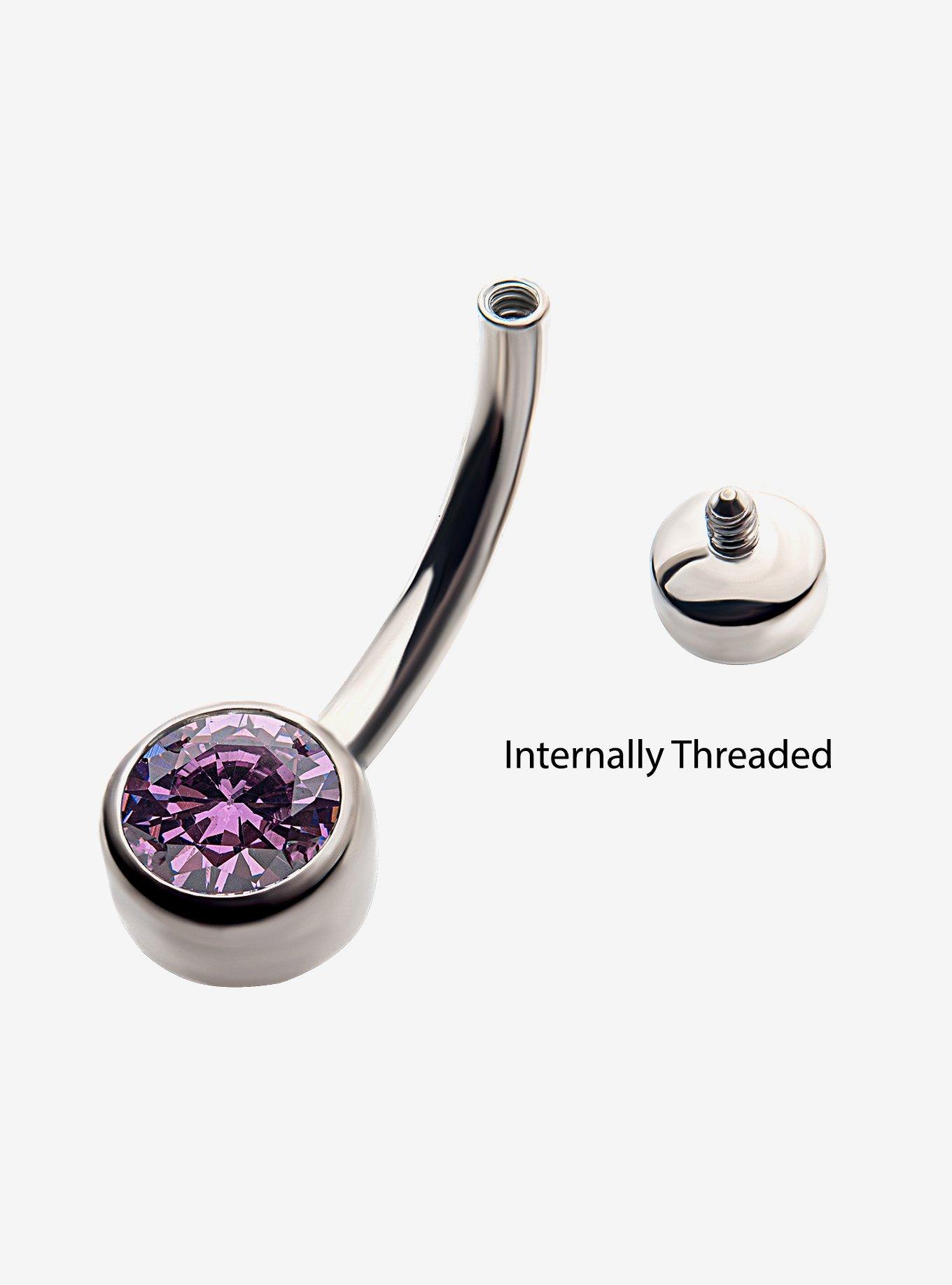 Titanium Purple Bling Navel Barbell, , hi-res