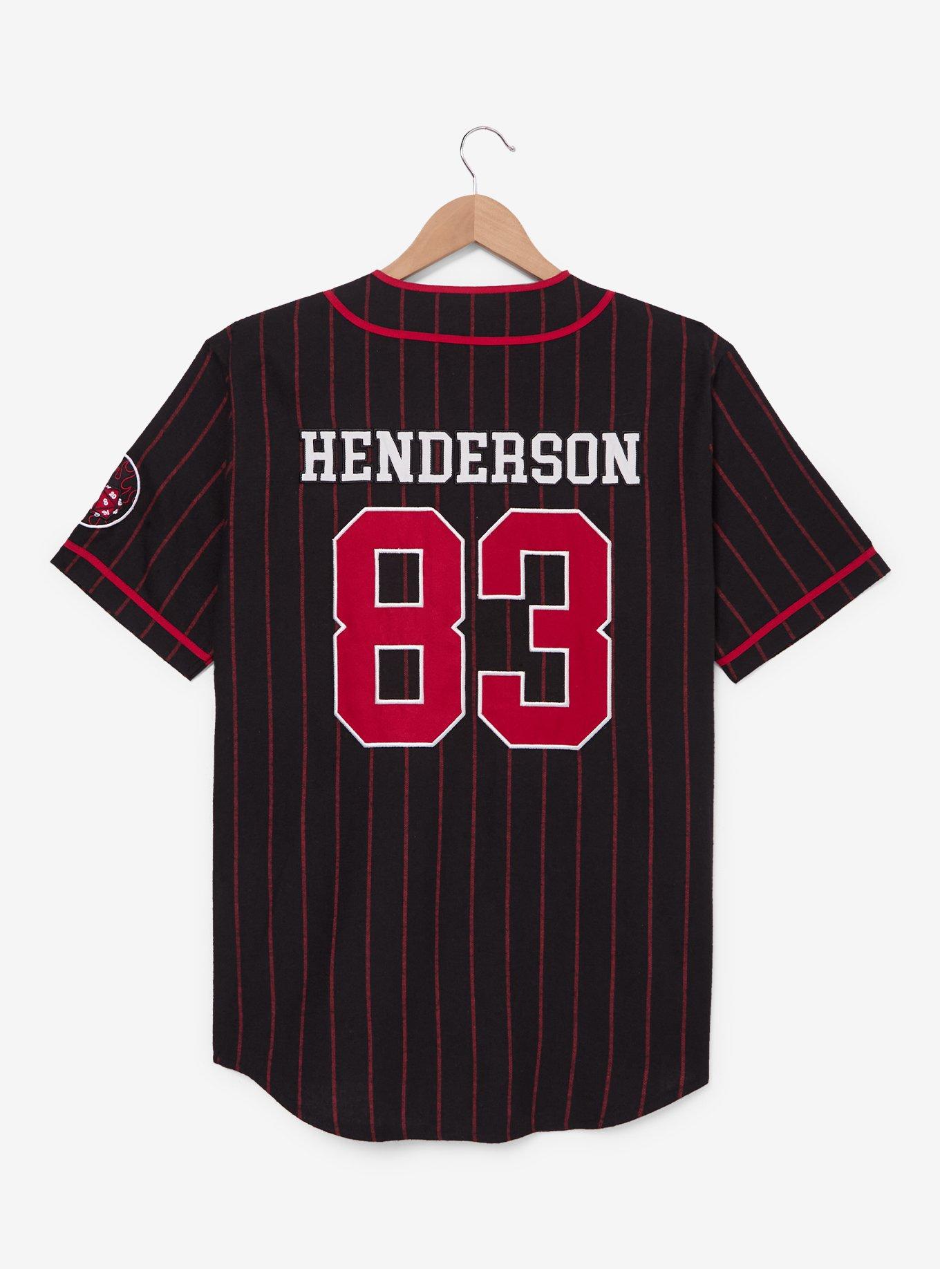 Stranger Things Hellfire Club Striped Baseball Jersey - BoxLunch Exclusive, BLACK, alternate