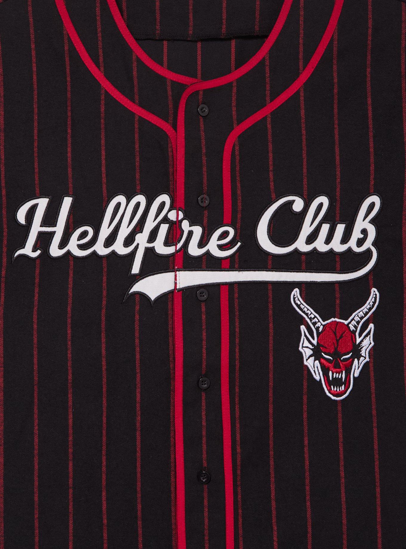Stranger Things Hellfire Club Striped Baseball Jersey - BoxLunch Exclusive, BLACK, alternate