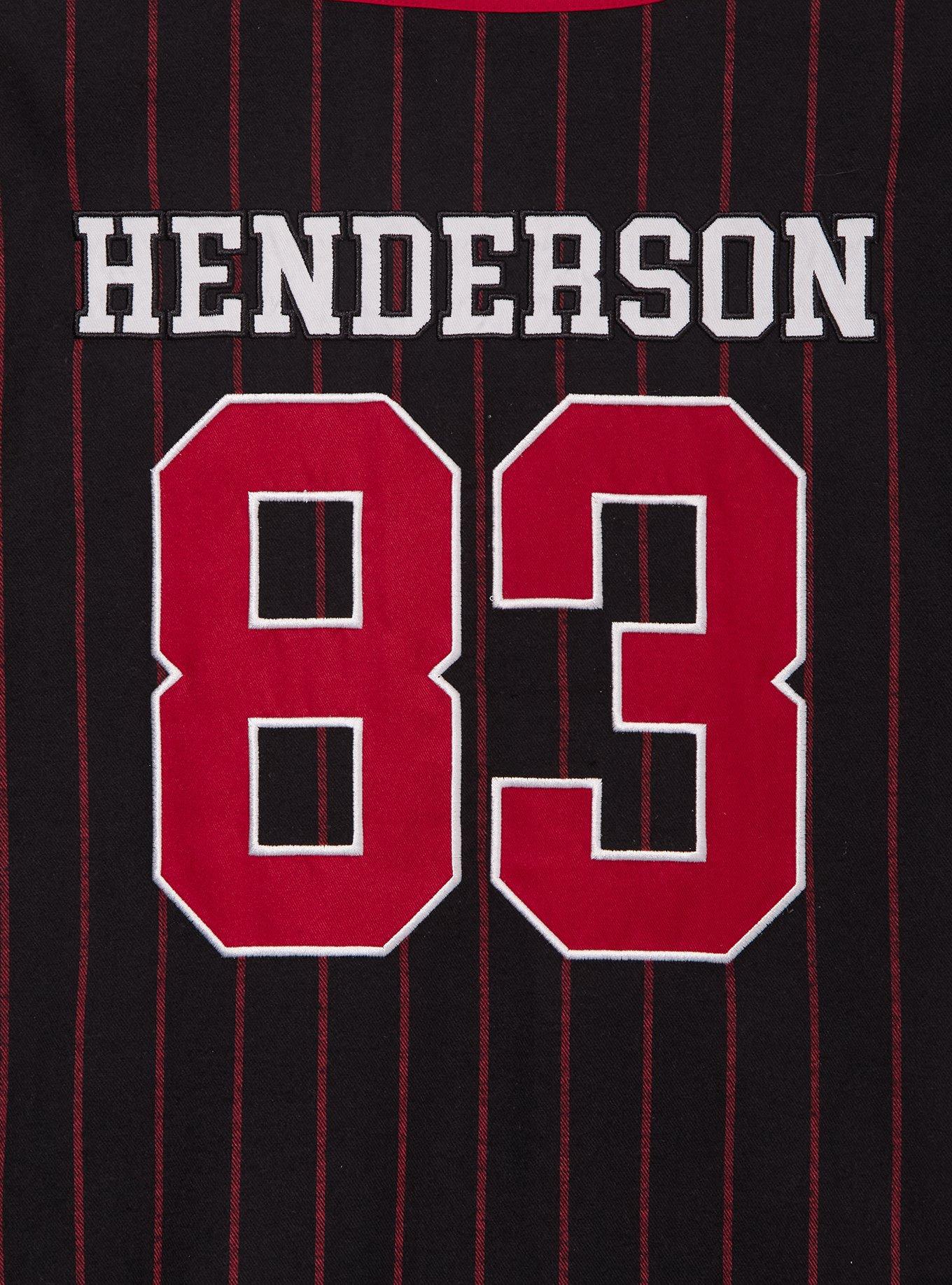 Stranger Things Hellfire Club Striped Baseball Jersey - BoxLunch Exclusive, BLACK, alternate