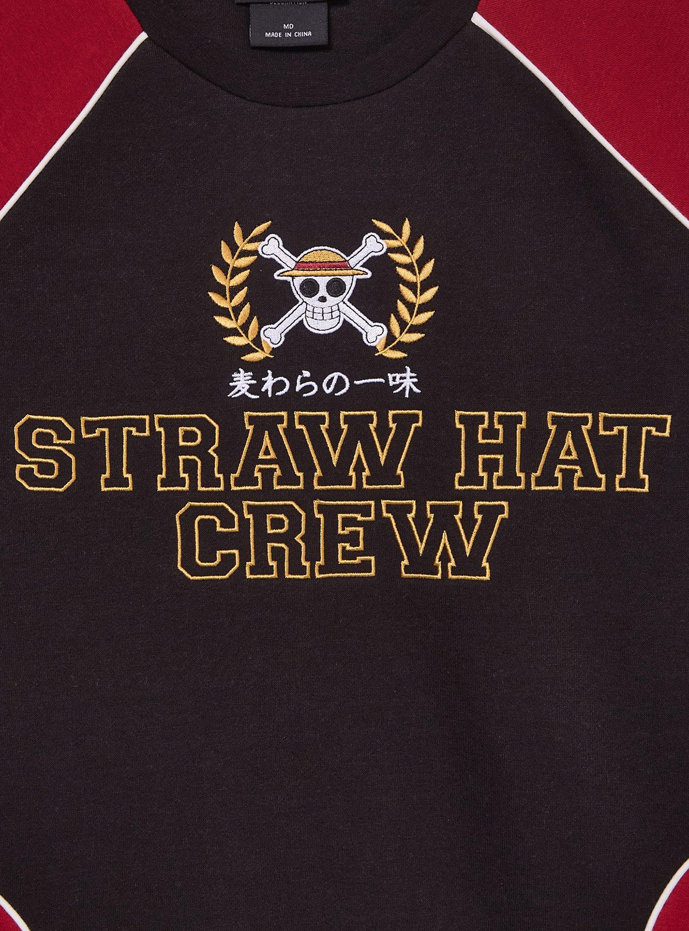 One Piece Straw Hat Crew Color Block Crewneck — BoxLunch Exclusive, BLACK, alternate