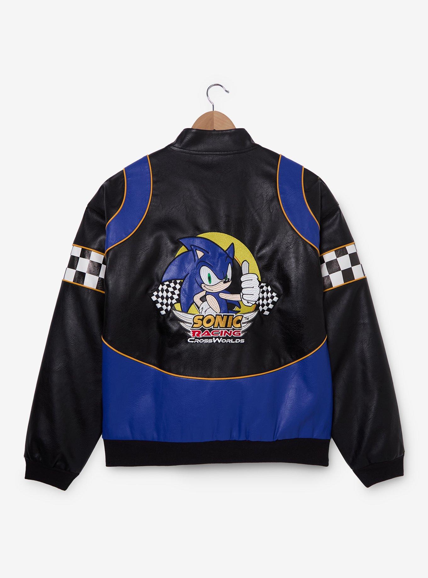 Sonic the Hedgehog Faux Leather Moto Racing Jacket - BoxLunch Exclusive, , hi-res