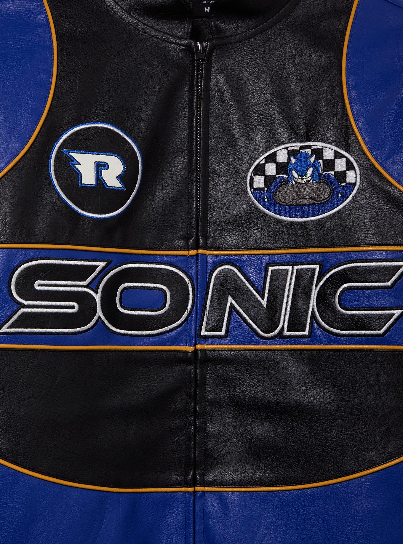 Sonic the Hedgehog Faux Leather Moto Racing Jacket - BoxLunch Exclusive, BLUE, alternate